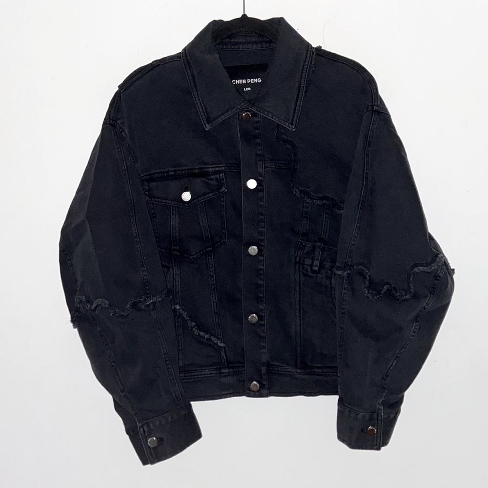 Chen Peng LDN oversized denim trucker jacket XS NWT 21”shoulders/35”sleeves UNI 